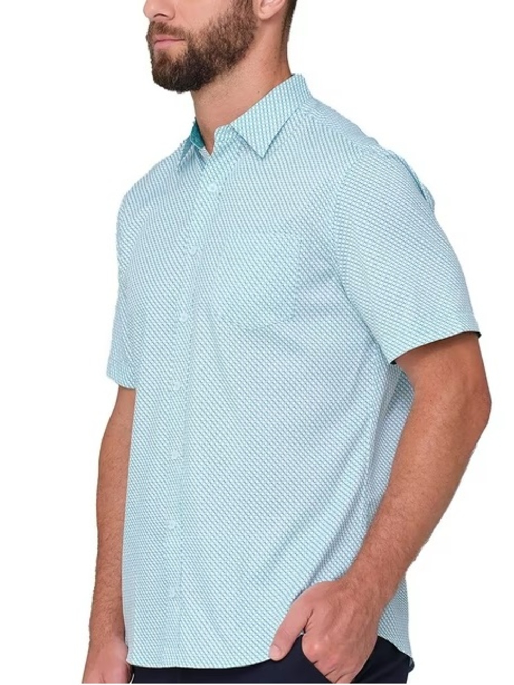 Nick Graham Everywhere Stretch Short Sleeve Button-down Shirt Patterned Green S
